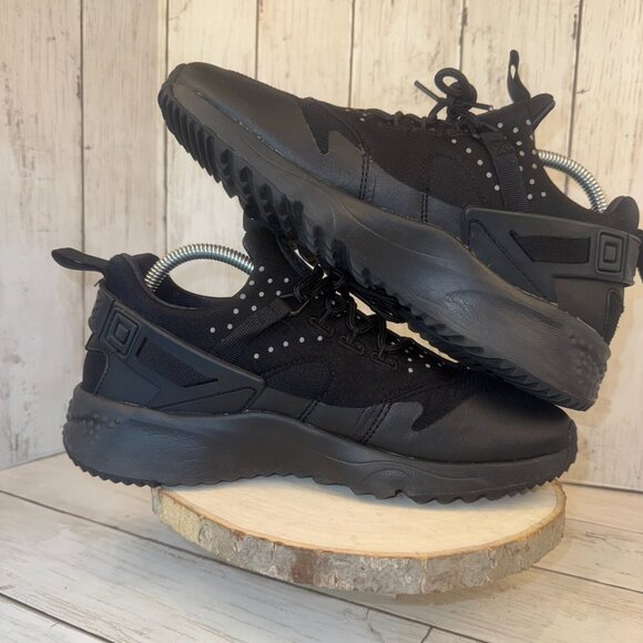 Nike Air Huarache Utility Shoes Men Sz 7.5 Running Triple Black Sneakers 806807 - Picture 8 of 11